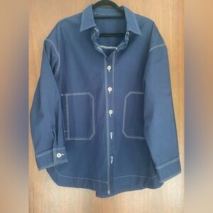 Vintage Cotton Shacket with Topstitching